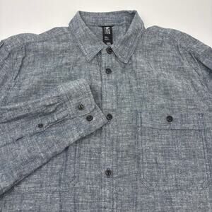 Mountain Hardwear 2XL Grayish Blue Hemp Cotton Blend Long Sleeve Button Up Shirt
